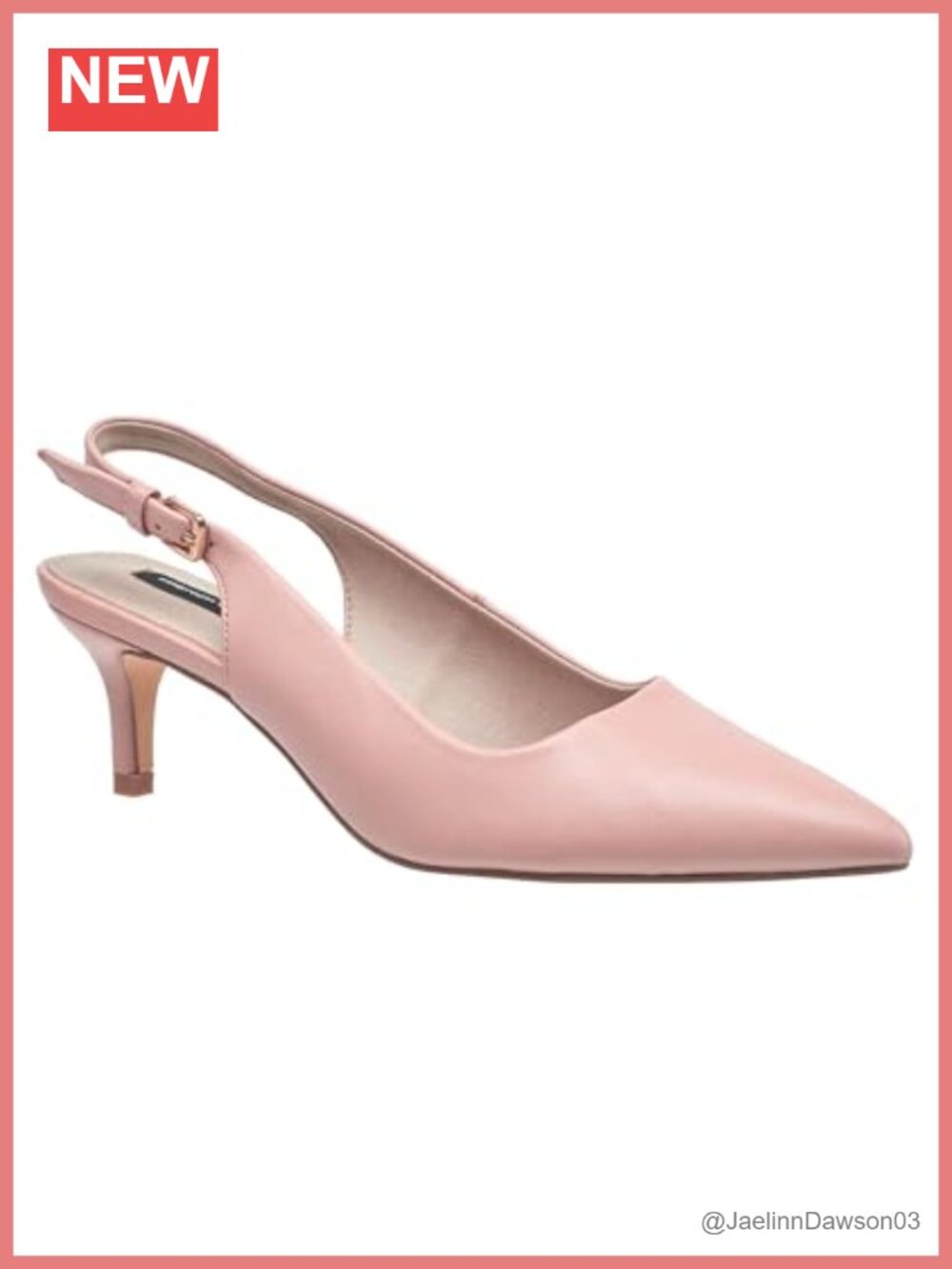 French Connection Slingback Pointed Toe Pump Heels Mid Heel Leather Women's 7